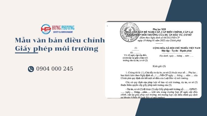 mẫu văn bản điều chỉnh giấy phép môi trường